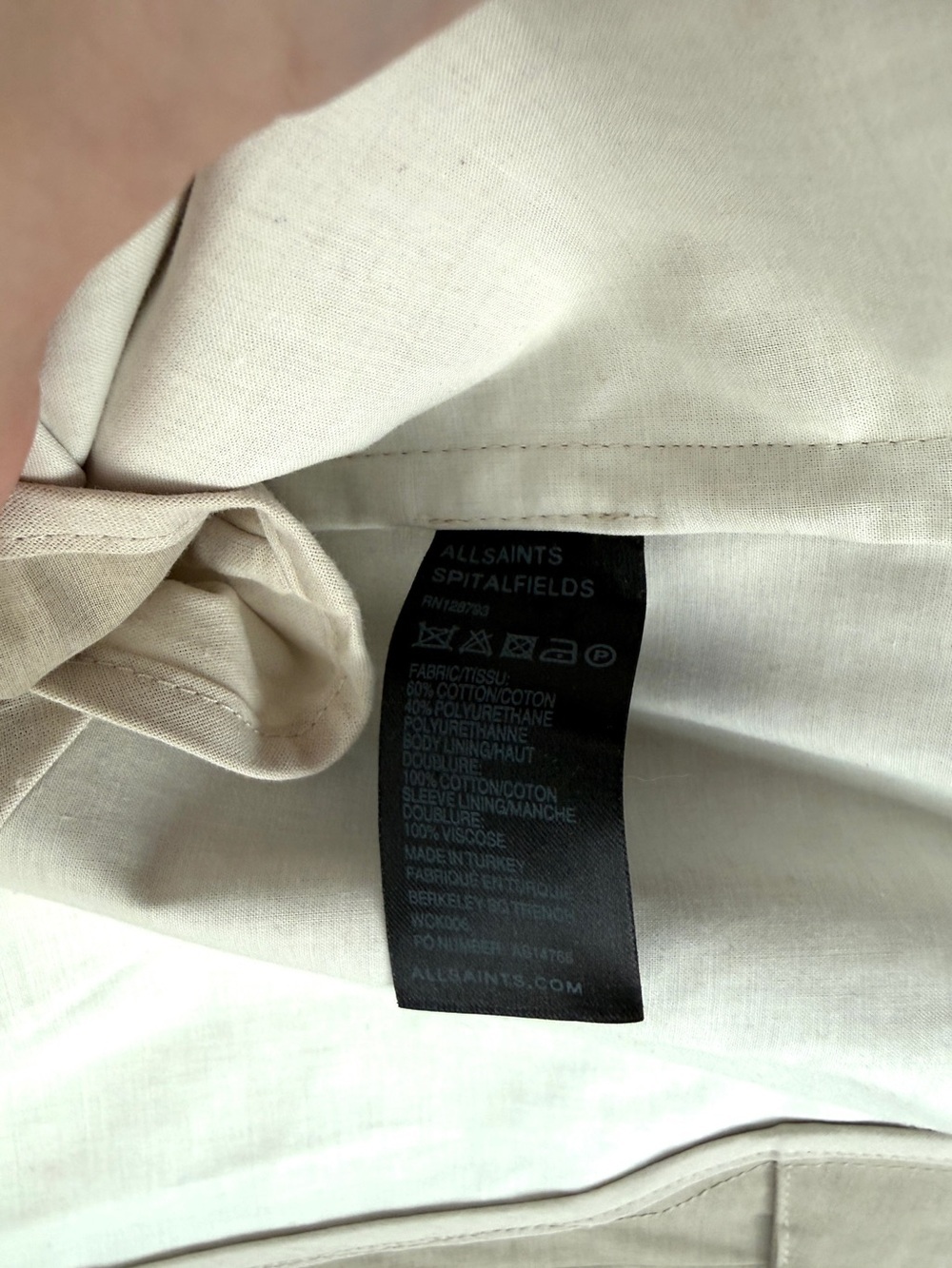 All Saints Light Beige Double-Breasted Trench Coat with Belt - UK 8 / US 4 - Picture 4 of 11